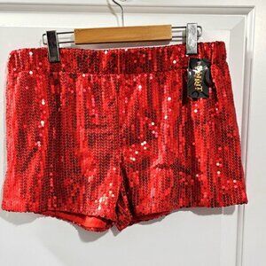 Red sparkle shorts red size xl